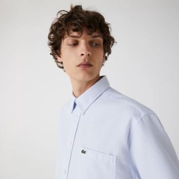 Lacoste Short-Sleeved Lightweight Cotton Shirt Pánské - Šortky Světle Blankyt / Bílé | CZ-LEVUIu